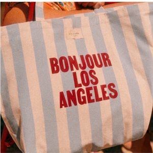 NEW Sezane Los Angeles Blue and White Stripe Tote